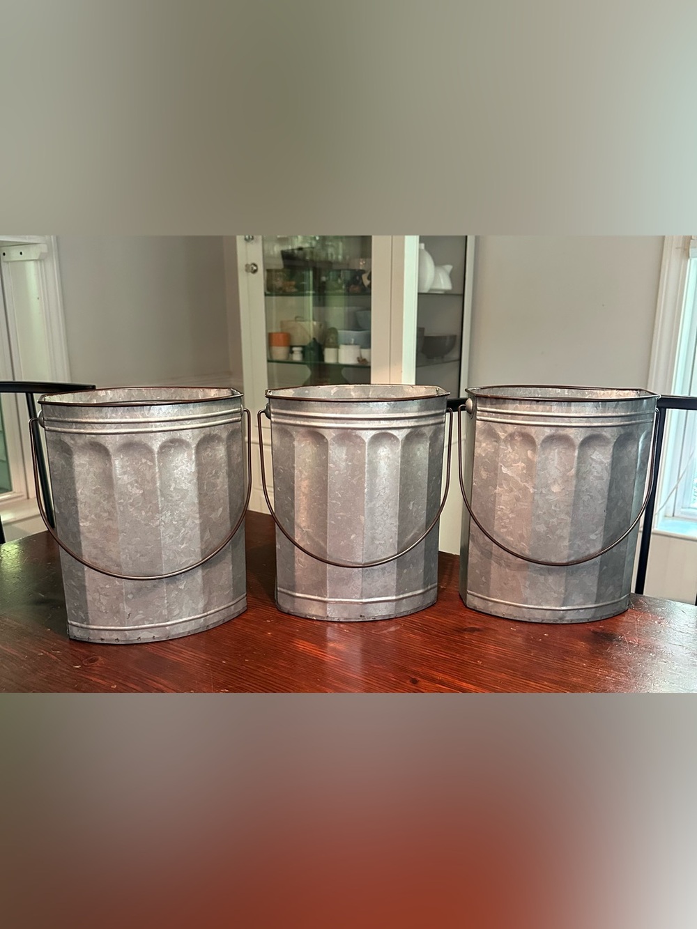 Set of 3 galvanized hanging containers • zero rust • in brand new condition